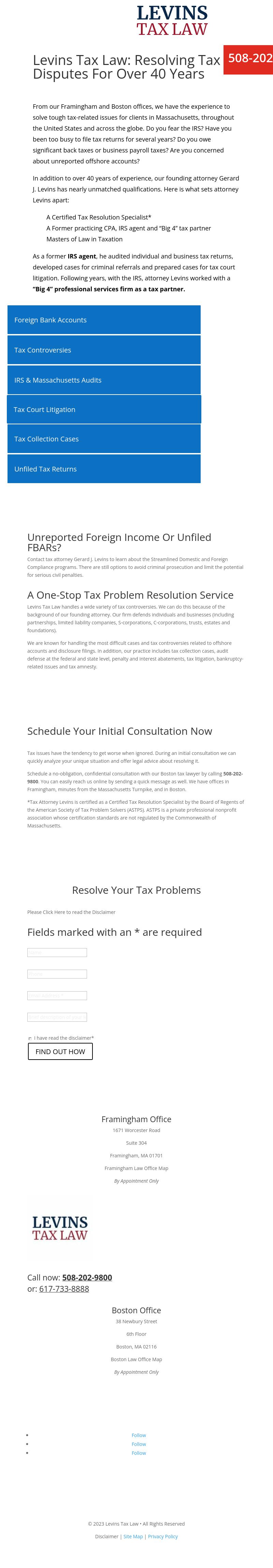 Levins Tax Law, LLC - Hopkinton MA Lawyers